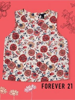 Forever 21 Red and Blue Floral Blouse